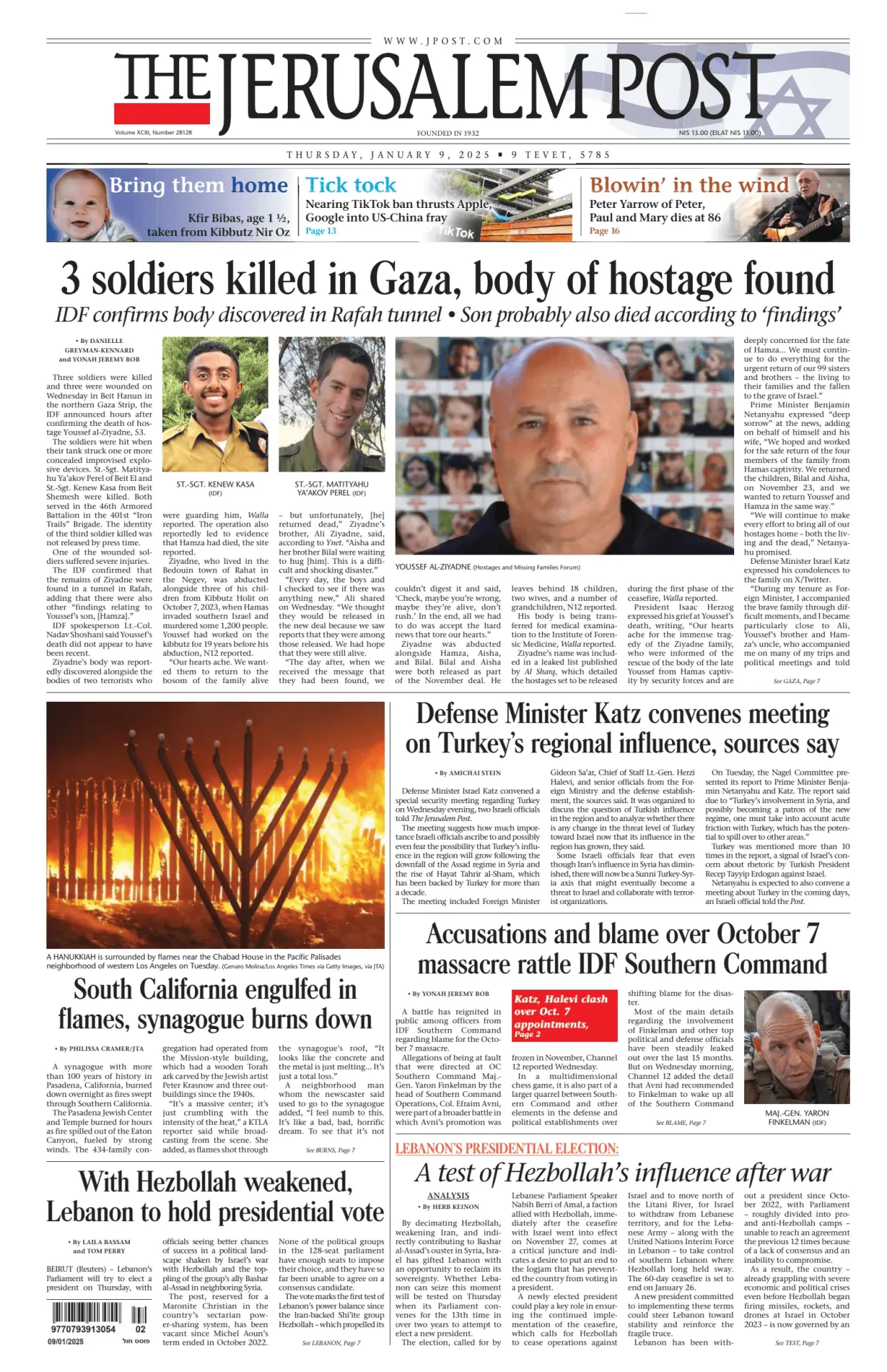 Prima-pagina-the jerusalem post-edizione-di-oggi-09-01-2025